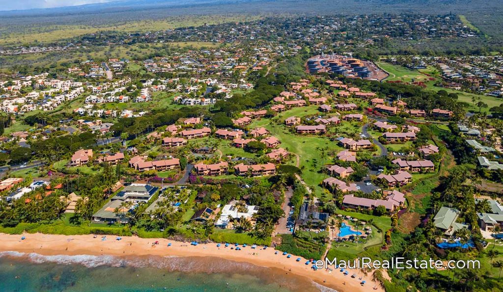 wailea ekahi aerial from ocean