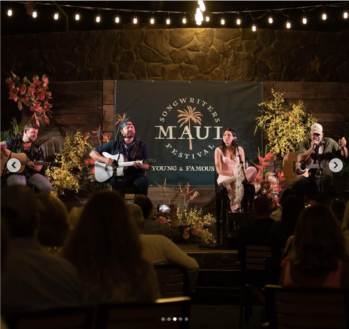 Kameron Marlowe, Randy Houser, Lily Meola, Lukas Nelson performing at Molokini Garden Lawn during Chris Young and Friends Finale for the 2023 Maui Songwriter's Festival