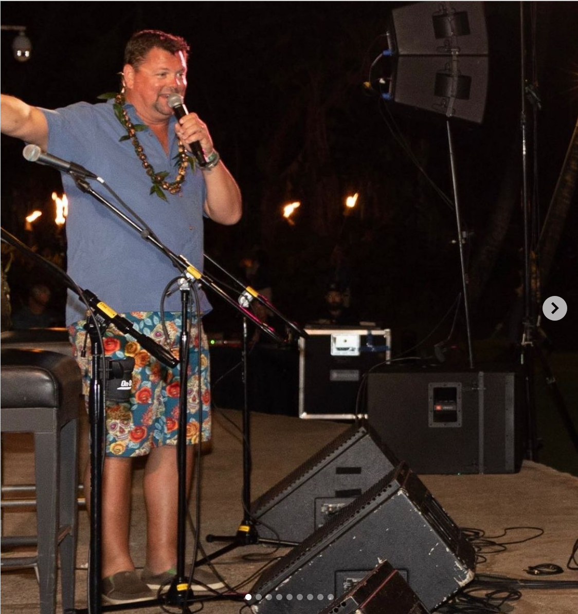 Emcee Storme Warren leading the auction at Molokini Garden Lawn during Chris Young and Friends Finale for the 2023 Maui Songwriter's Festival