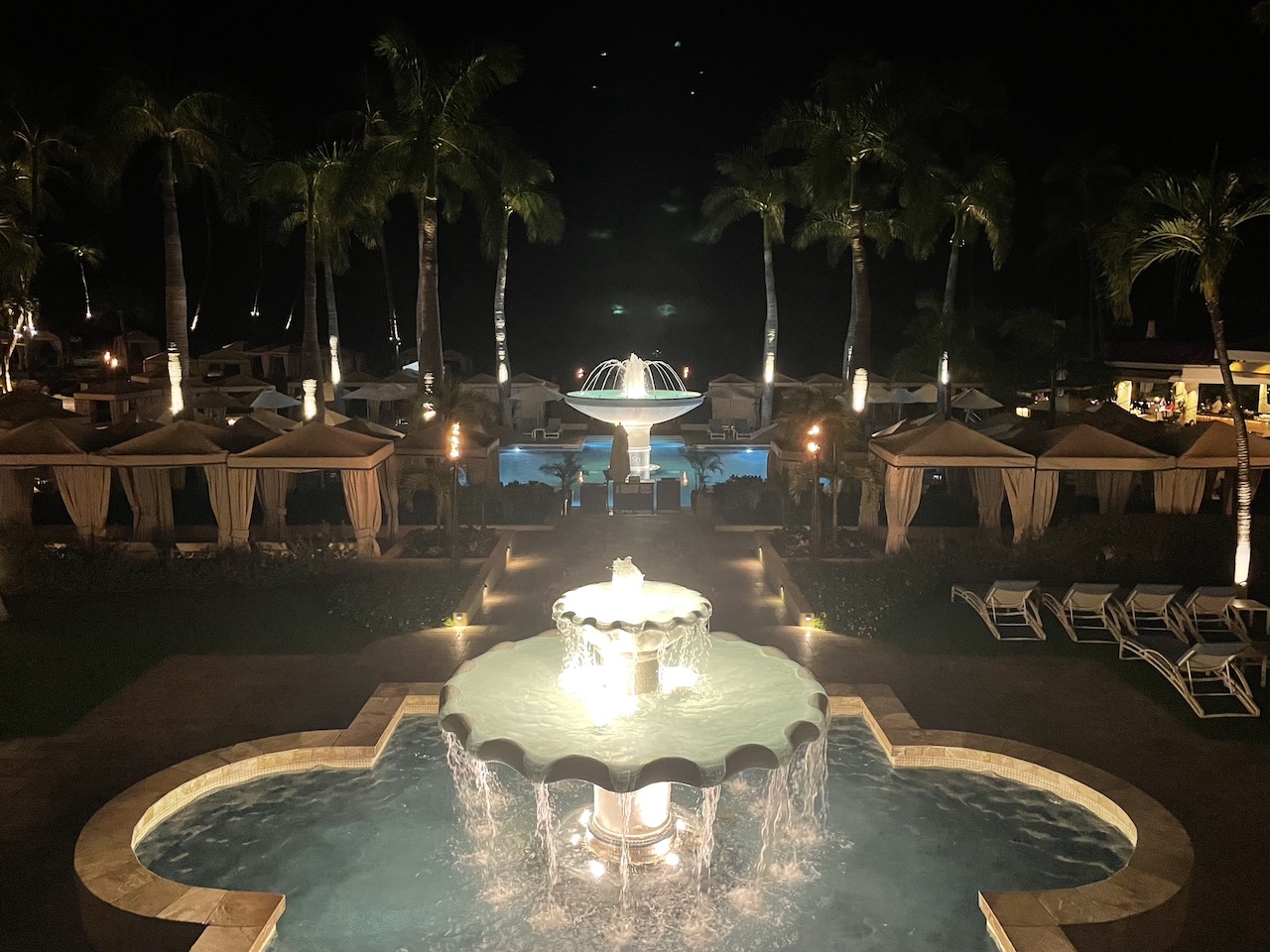 Four Seasons Wailea, Maui, Pool Fountain at Night