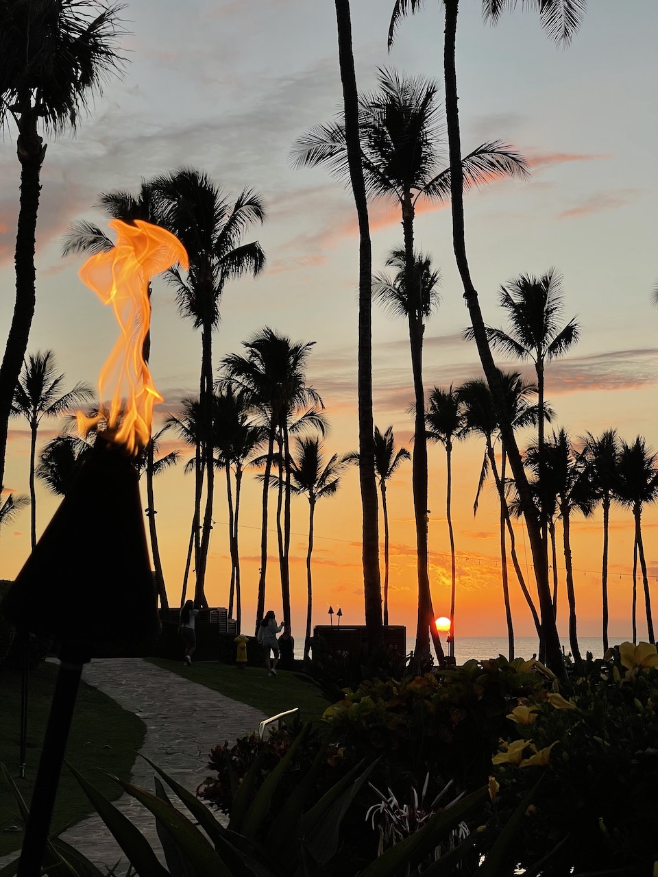 Grand Wailea Tiki Torches Sunset